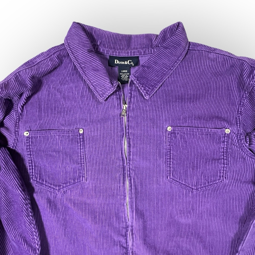 Purple Corduroy Chore Barn‎ Coat Large Womens Zip Jacket Shacket Cabin Farm